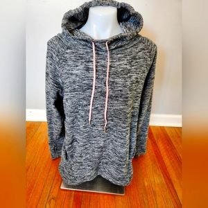 Gray and black Heathered athletic tunic hoodie with kangaroo pockets S